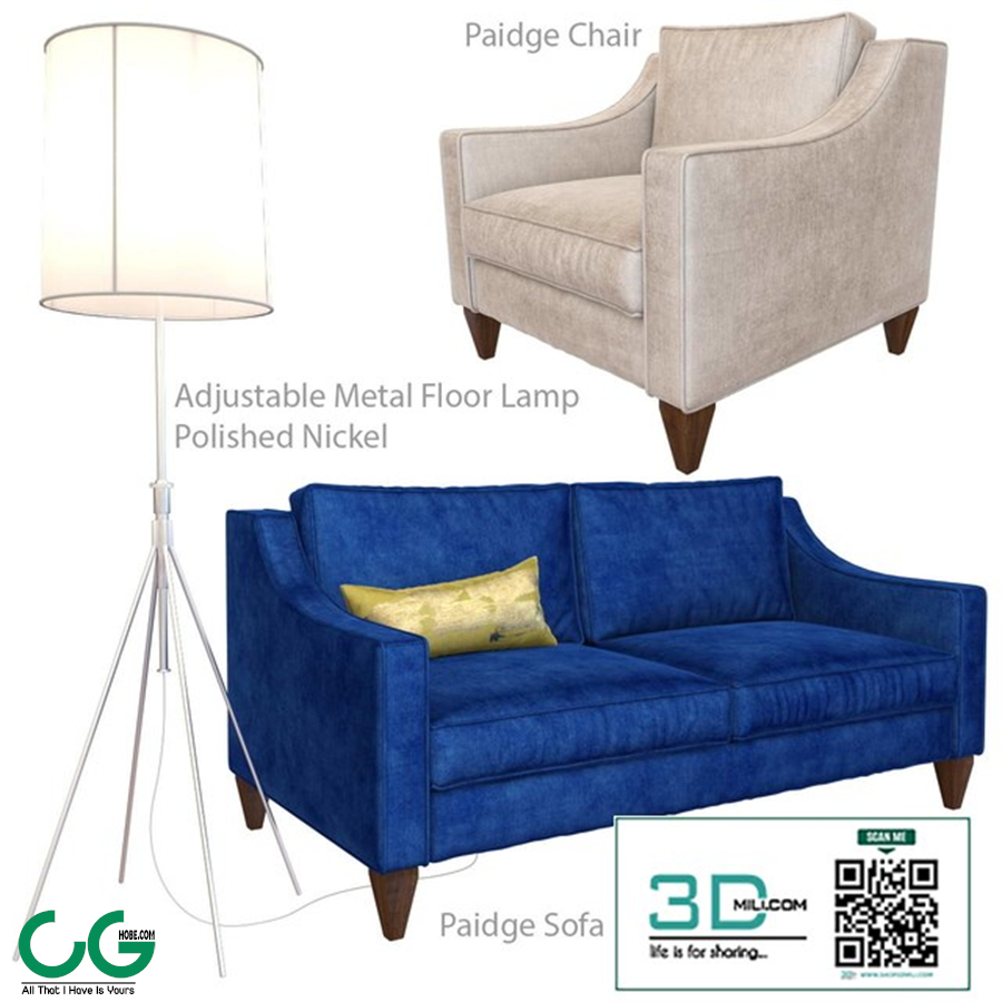Paidge sofa Paidge chair and Adjustable Metal Floor Lamp